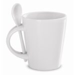 MP2515450 taza con cuchara de ceramica blanco gres 12