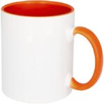 MP2627550 taza de 350 ml para sublimacion con asas e interior de color naranja ceramica 1