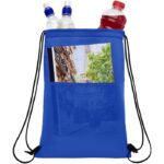 MP3174990 bolsa termica con cuerdas con capacidad para 12 latas azul 210d poliester 4