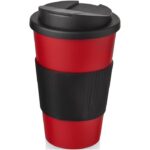 MP3177400 americano vaso 350 ml con agarre y tapa antigoteo rojo plastico pp plastico de silicona 1