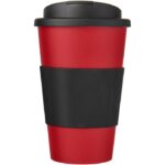 MP3177400 americano vaso 350 ml con agarre y tapa antigoteo rojo plastico pp plastico de silicona 2