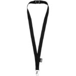 MP3184010 lanyard de pet reciclado con cierre independiente negro plastico reciclado 1