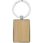 MP3184110 llavero rectangular de bambu natural 90 madera de bambu 10 aleacion de zinc 2