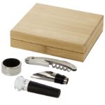 MP3228500 juego de vino de cuatro piezas natural acero inoxidable madera de bambu 1