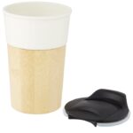 MP3233910 taza de porcelana de 320 ml con pared exterior de bambu blanco porcelana madera de bambu 4