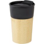 MP3233920 taza de porcelana de 320 ml con pared exterior de bambu negro porcelana madera de bambu 4