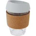 MP3233980 vaso de vidrio borosilicato de 360 ml con agarre de corcho y tapa de silicona gris vidrio 4