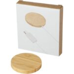 MP3234230 base de carga inalambrica magnetica de bambu de 10w blanco madera de bambu 5