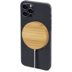 MP3234230 base de carga inalambrica magnetica de bambu de 10w blanco madera de bambu 6
