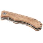 MP3241110 navaja de madera con clip para cinturon marron claro acero inoxidable madera de haya 5