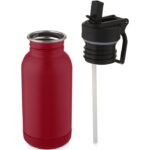 MP3241850 bidon deportivo de acero inoxidable de 400 ml con pajita y enganche rojo acero inoxidable 3