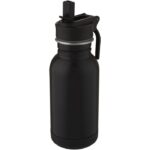 MP3241870 bidon deportivo de acero inoxidable de 400 ml con pajita y enganche negro acero inoxidable 1