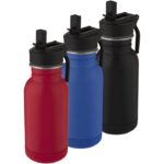 MP3241870 bidon deportivo de acero inoxidable de 400 ml con pajita y enganche negro acero inoxidable 4