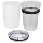 MP3241880 vaso de vidrio de 420ml con pared exterior de plastico reciclado blanco vidrio borosilicat 4