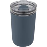 MP3241890 vaso de vidrio de 420ml con pared exterior de plastico reciclado azul vidrio borosilicato 5