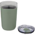 MP3241900 vaso de vidrio de 420ml con pared exterior de plastico reciclado verde vidrio borosilicato 3