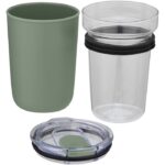 MP3241900 vaso de vidrio de 420ml con pared exterior de plastico reciclado verde vidrio borosilicato 4