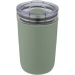 MP3241900 vaso de vidrio de 420ml con pared exterior de plastico reciclado verde vidrio borosilicato 5