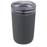 MP3241910 vaso de vidrio de 420ml con pared exterior de plastico reciclado gris vidrio borosilicato 1