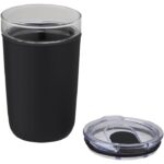 MP3241920 vaso de vidrio de 420ml con pared exterior de plastico reciclado negro vidrio borosilicato 3