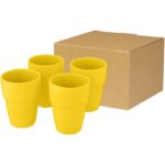 MP3243120 set de regalo de 4 vasos apilables de 280 ml amarillo gres esmaltado 1