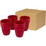 MP3243130 set de regalo de 4 vasos apilables de 280 ml rojo gres esmaltado 1