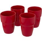 MP3243130 set de regalo de 4 vasos apilables de 280 ml rojo gres esmaltado 5