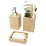 MP3244980 set de bao de bambu de 3 piezas natural madera de bambu plastico pp aleacion de zinc 3