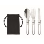 MP3248730 set cubiertos camping 3 pcs negro acero inoxidable 1