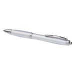 MP3342490 curvy ballpoint pen with frosted barrel and grip blanco plastico 3