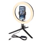 MP3344300 aro de luz para selfies y vlogging con soporte para telefono y tripode negro plastico abs 1