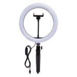 MP3344300 aro de luz para selfies y vlogging con soporte para telefono y tripode negro plastico abs 3