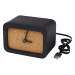 MP3348100 reloj de sobremesa con cargador inalambrico de piedra caliza negro piedra caliza corcho 4