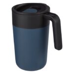 MP3348370 taza de 400ml con doble pared reciclada azul plastico polipropileno reciclado acero inoxid 1