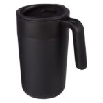 MP3348400 taza de 400ml con doble pared reciclada negro plastico polipropileno reciclado acero inoxi 1