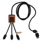 MP3349410 cable de carga 5 en 1 de pet reciclado con logo retroiluminado y estuche cuadrado de mader 3