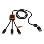 MP3349410 cable de carga 5 en 1 de pet reciclado con logo retroiluminado y estuche cuadrado de mader 4