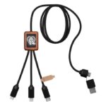 MP3349430 cable de carga 5 en 1 de pet reciclado con logo retroiluminado y estuche cuadrado de mader 1