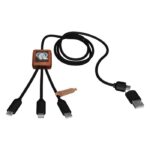 MP3349430 cable de carga 5 en 1 de pet reciclado con logo retroiluminado y estuche cuadrado de mader 4
