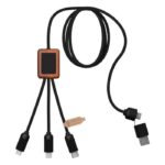 MP3349430 cable de carga 5 en 1 de pet reciclado con logo retroiluminado y estuche cuadrado de mader 6