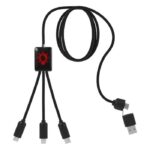 MP3349450 cable de carga extensible 5 en 1 rojo plastico abs reciclado plastico pet reciclado 1