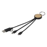 MP3358200 cable de carga 6 en 1 de plastico recicladobambu con llavero negro plastico abs reciclado 1