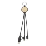 MP3358200 cable de carga 6 en 1 de plastico recicladobambu con llavero negro plastico abs reciclado 3