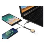 MP3358200 cable de carga 6 en 1 de plastico recicladobambu con llavero negro plastico abs reciclado 4