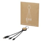 MP3358200 cable de carga 6 en 1 de plastico recicladobambu con llavero negro plastico abs reciclado 5
