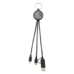 MP3358200 cable de carga 6 en 1 de plastico recicladobambu con llavero negro plastico abs reciclado 6