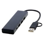 MP3360040 hub usb 20 de aluminio reciclado con certificacion rcs negro recycled aluminium 1