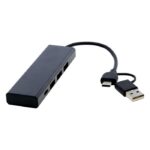 MP3360040 hub usb 20 de aluminio reciclado con certificacion rcs negro recycled aluminium 4