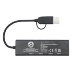 MP3360040 hub usb 20 de aluminio reciclado con certificacion rcs negro recycled aluminium 7