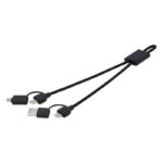 MP3360050 cable de carga rapida 6 en 1 de 45 w en aluminio reciclado con certificacion rcs negro rec 5
